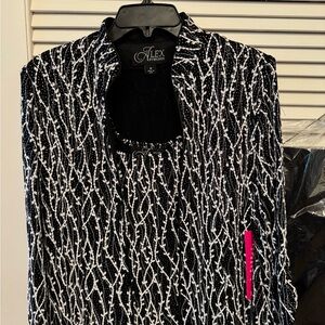 Alex Evenings Black and White Patterned Blouse and Pants - set!